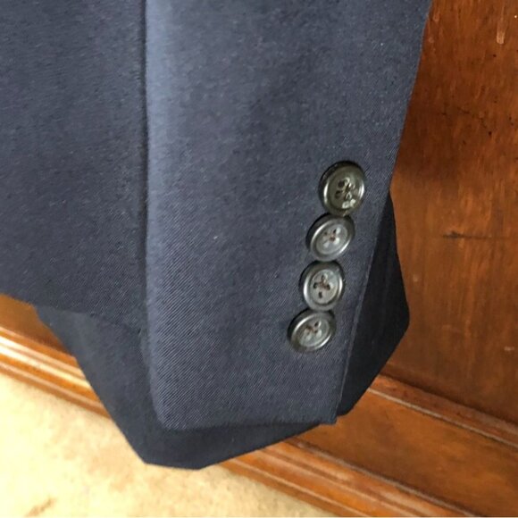 Pronto Uomo Mens Blazer Jacket 48R 100% Wool Double Button Formal Workwear Blue - Picture 13 of 16